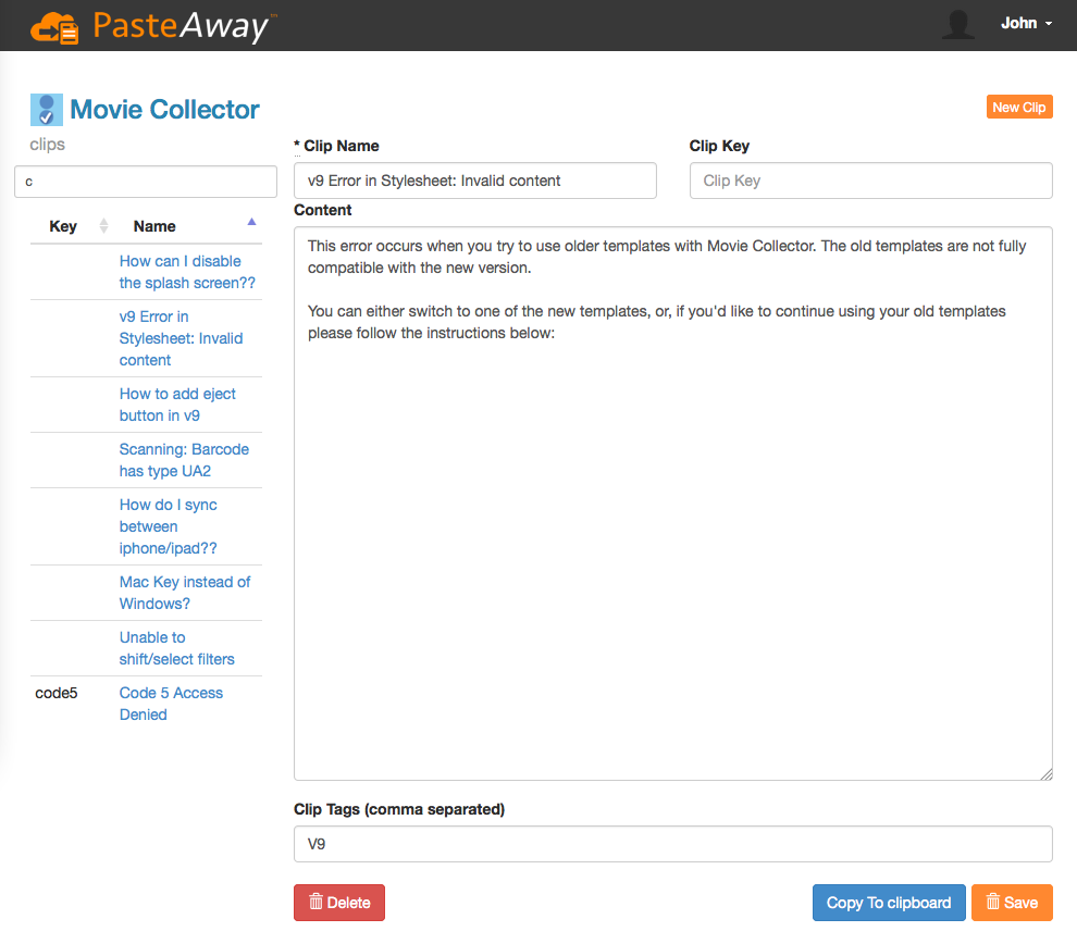 Manage your clipboard online